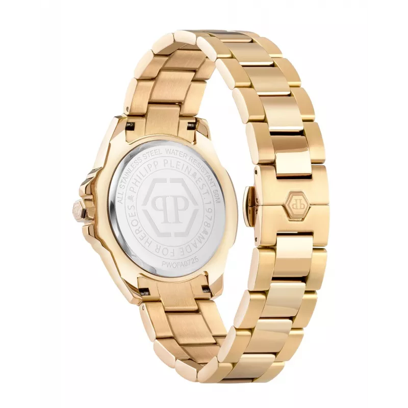 Zegarek Philipp Plein Damski The $kull Kwarcowy 38mm Stal Szlachetna Czarna Tarcza Pasek Silikonowy PWOFA0725