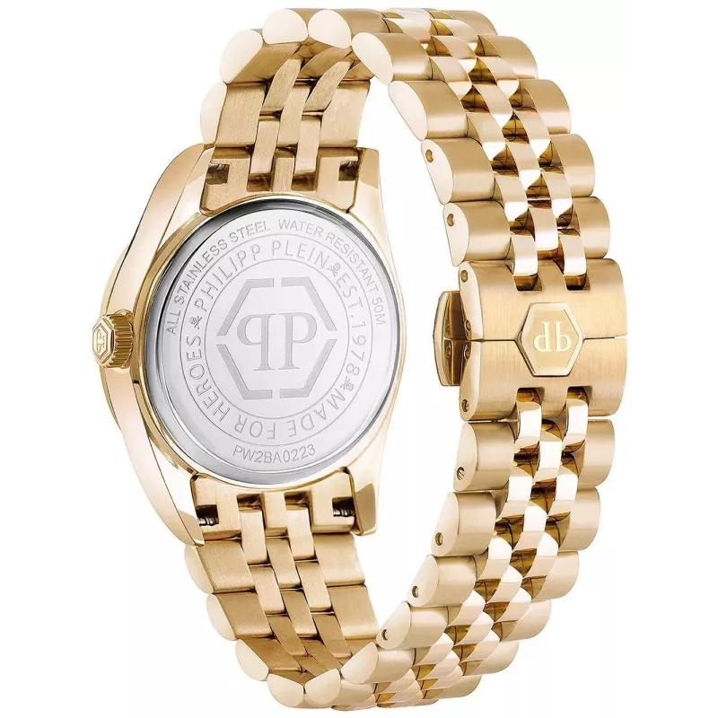 Zegarek damski Philipp Plein PW2BA0223 38mm Różowe Złoto Stal Szlachetna Biały Silikon