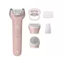 Philips Epilator Series 9000 BRE718/00 Bezprzewodowy Epilator Mokry/Suchy z 32 Pęsetami, Ceramicznymi Tarczami, Opti-Light, 2 Prędkościami, Akumulatorem Li-ion, 40 min Pracy, Zawiera Nasadkę Optymalnego Kontaktu, Nasadkę do Stref Delikatnych, Rękawicę do 