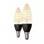 Philips Hue E14 White Ambiance 4.6W LED Filament Candle Bulb 2-Pack