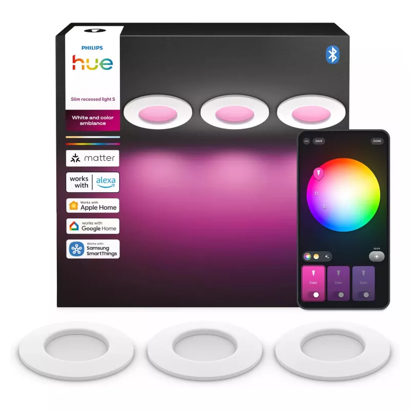 Philips Hue White & Color Ambiance Slim Recessed Light S x3 - White