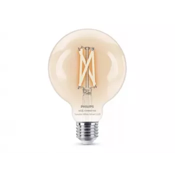 Philips Smart Wi-Fi G95 E27 Inteligentna żarówka LED, regulowana biel 2700-6500K, odpowiednik 60W, przezroczysta