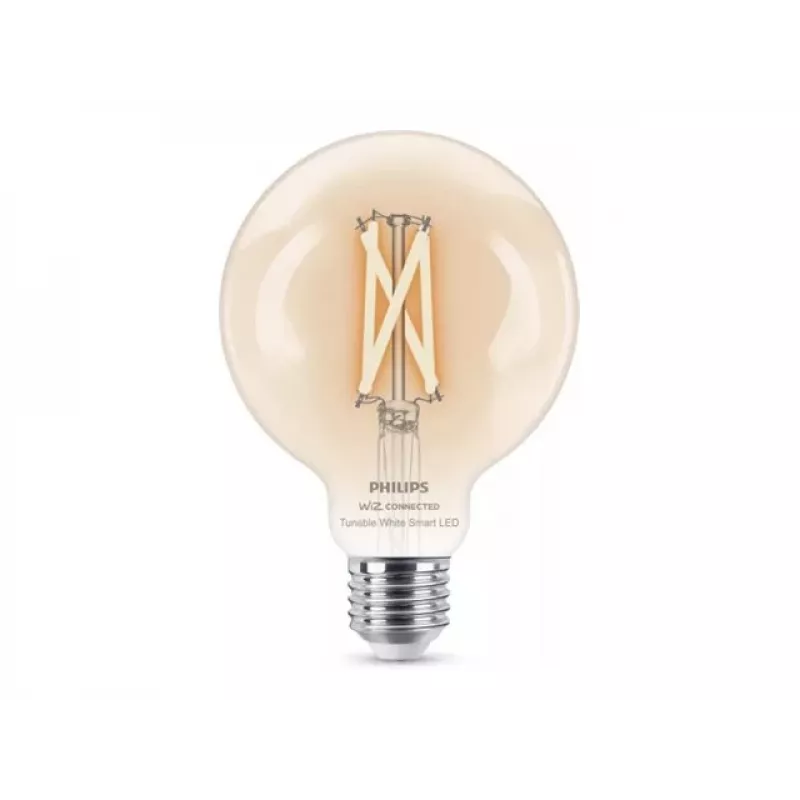 Philips Smart Wi-Fi G95 E27 Inteligentna żarówka LED, regulowana biel 2700-6500K, odpowiednik 60W, przezroczysta