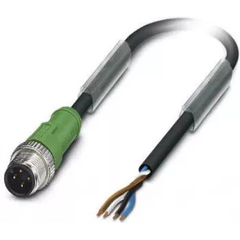 Kabel czujnika/siłownika Phoenix Contact SAC-4P-M12MS/ 3,0-PUR, M12 męski prosty do otwartego końca, 4-pinowy kod A, 3 m PUR czarno-szary
