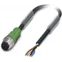 Kabel czujnika/siłownika Phoenix Contact SAC-4P-M12MS/ 3,0-PUR, M12 męski prosty do otwartego końca, 4-pinowy kod A, 3 m PUR czarno-szary