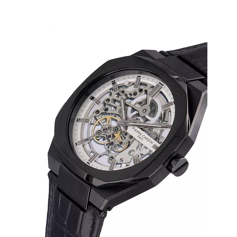 Zegarek męski Pierre Cardin CF.1002.LB.1 Analogowy Kwarcowy 42mm Czarna Tarcza Skórzany Pasek
