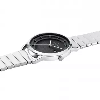 Zegarek męski Pierre Cardin CLC.6006 - koperta ze stali szlachetnej 43mm, czarny pasek skórzany