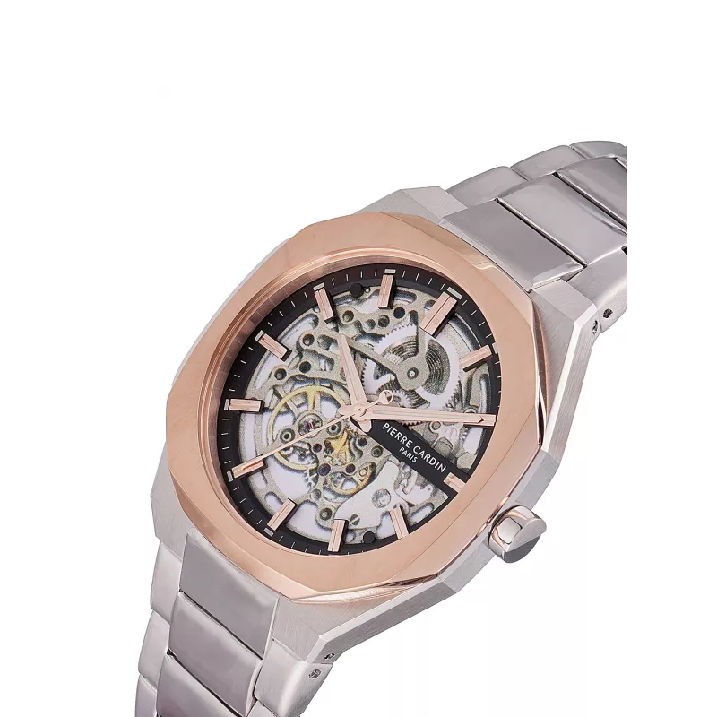Zegarek męski Pierre Cardin CF.1002.MU 42mm stal nierdzewna czarna tarcza pasek skórzany
