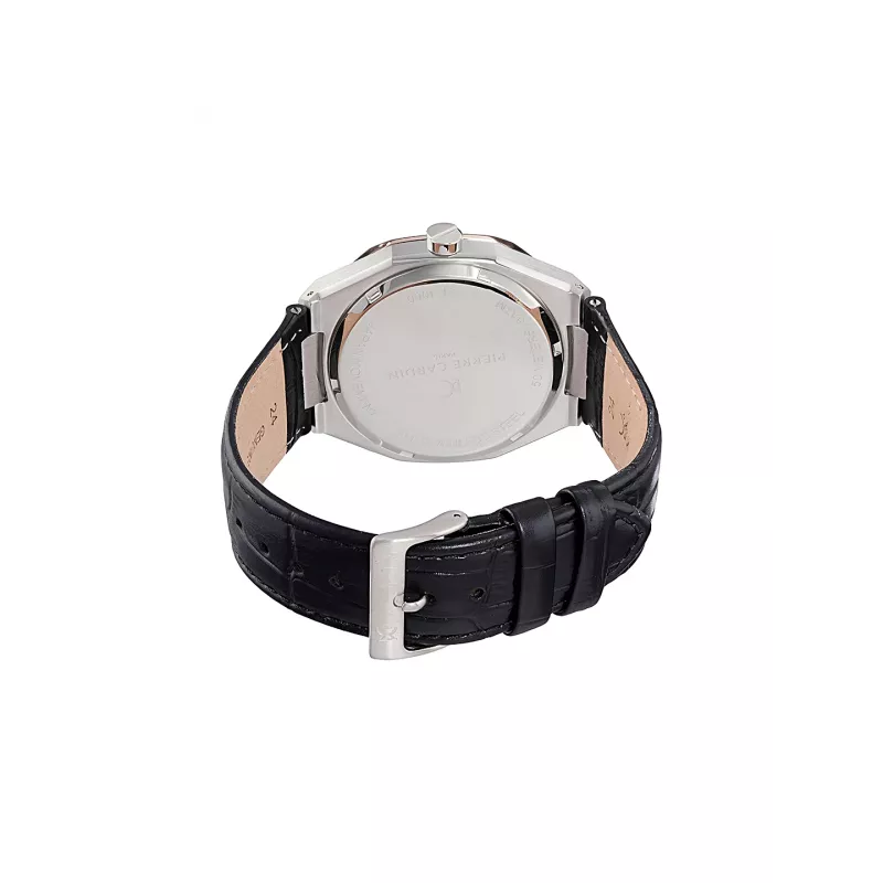 Zegarek męski Pierre Cardin CF.1000.LB.1 42mm Stal nierdzewna Kwarcowy Analogowy Czarna tarcza Skórzany pasek