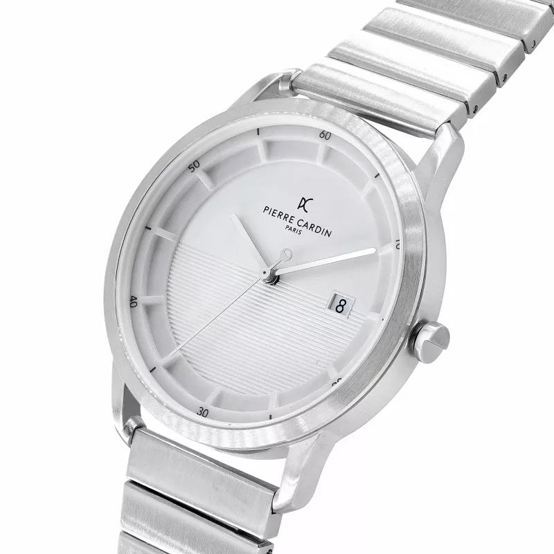 Zegarek męski Pierre Cardin CLC.6001 43mm Stal nierdzewna Kwarcowy Analogowy Czarna tarcza Skórzany pasek