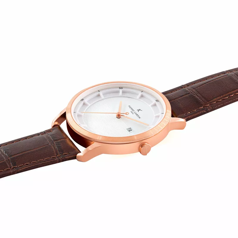 Zegarek męski Pierre Cardin CLC.6003 43mm stal nierdzewna czarna tarcza pasek ze skóry naturalnej