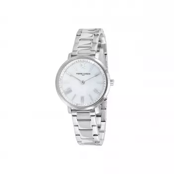 Zegarek damski Pierre Cardin CBC.5002 32mm Koperta ze stali nierdzewnej Biała tarcza Czarny pasek skórzany