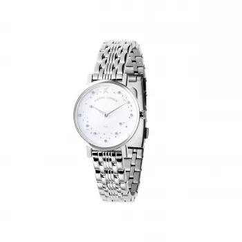 Zegarek damski Pierre Cardin CCM.0550 Kwarcowy Analogowy 32mm Koperta ze stali nierdzewnej Srebrna tarcza Czarny pasek skórzany