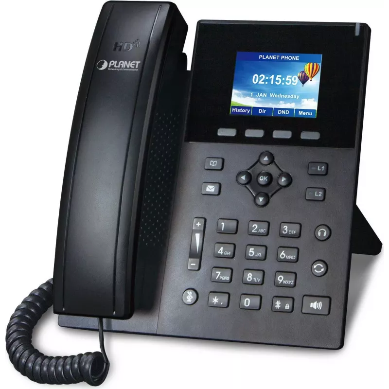PLANET VIP-1260PT Kolorowy telefon IP PoE wysokiej rozdzielczości z kamerą 3MP, wyświetlaczem LCD 6-liniowym, czarny
