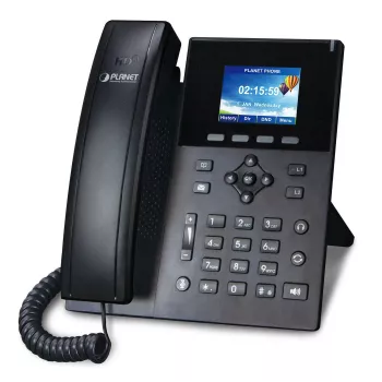 PLANET VIP-1260PT Kolorowy telefon IP PoE wysokiej rozdzielczości z kamerą 3MP, wyświetlaczem LCD 6-liniowym, czarny
