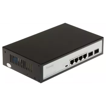 POE LANG TC-P3S06 Niezarządzalny przełącznik PoE+, 4x 10/100Mbps RJ45 PoE+ (60W), 2x SFP Uplink, Desktop/Metal