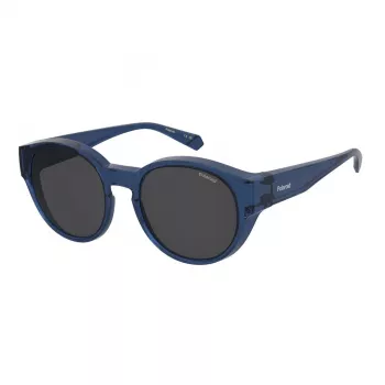 Polaroid Ancillaries PLD9017SPJP Unisex Square Pilot Sunglasses - Czarna oprawka, szare soczewki polaryzacyjne