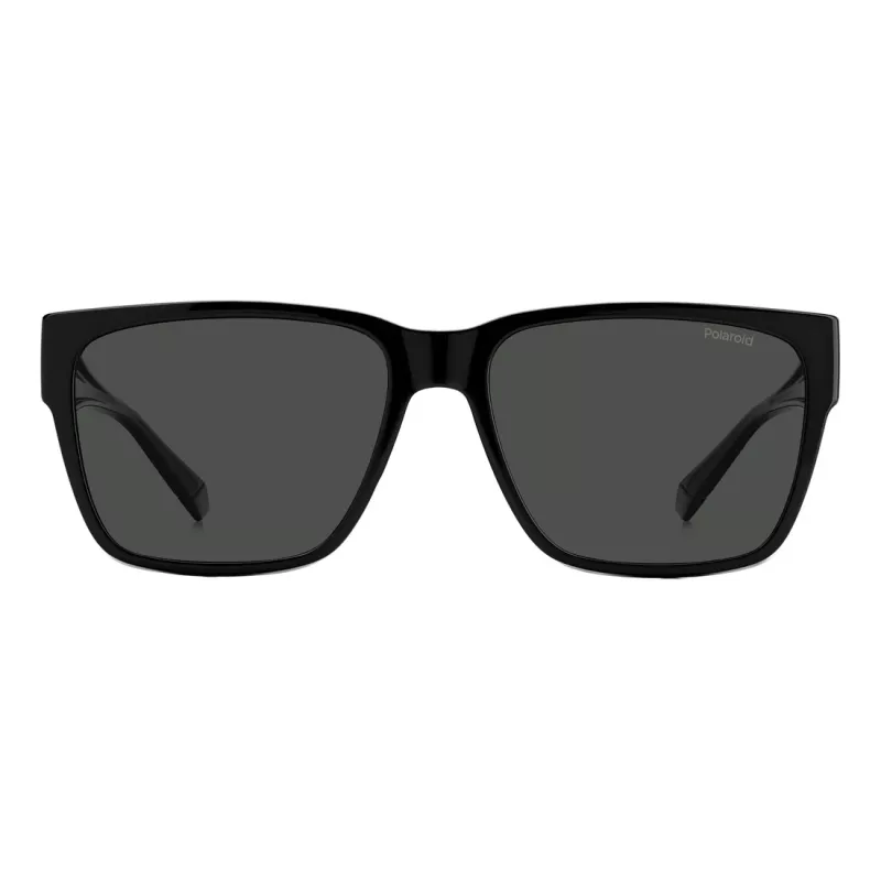 Polaroid Ancillaries PLD9018S08A Unisex Square Sunglasses - Matte Black Frame, Grey Polarized Lenses