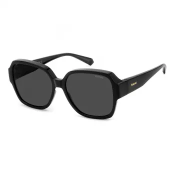 Polaroid Ancillaries PLD9021S807 Unisex Okulary Przeciwsłoneczne Prostokątne - Czarna Oprawka, Szare Soczewki Polaryzacyjne