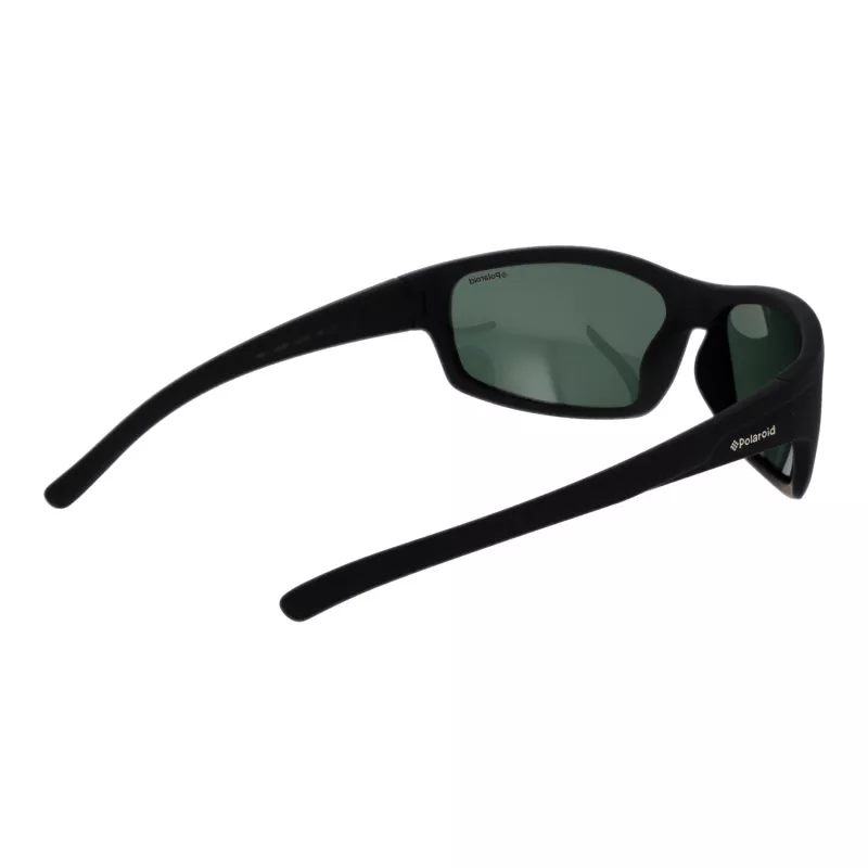 POLAROID P8411-639CARC Męskie prostokątne okulary przeciwsłoneczne z polaryzacją - czarna oprawka, szare soczewki 63mm