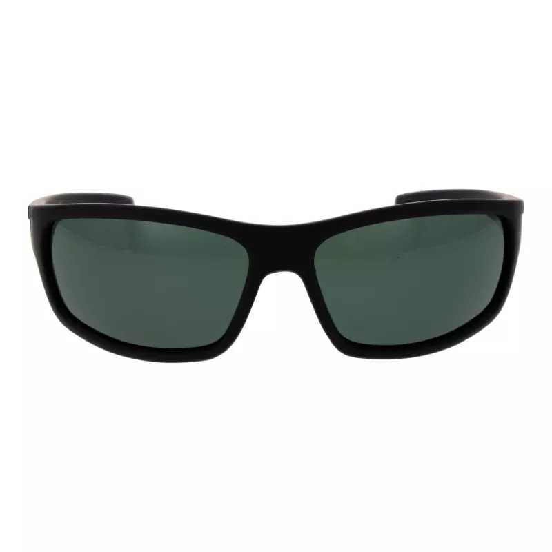 POLAROID P8411-639CARC Męskie prostokątne okulary przeciwsłoneczne z polaryzacją - czarna oprawka, szare soczewki 63mm