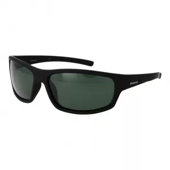 POLAROID P8411-639CARC Męskie prostokątne okulary przeciwsłoneczne z polaryzacją - czarna oprawka, szare soczewki 63mm