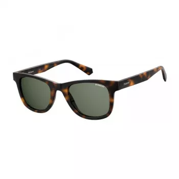 Polaroid PLD1016SNEW08 Męskie prostokątne okulary przeciwsłoneczne z polaryzacją Havana Brown