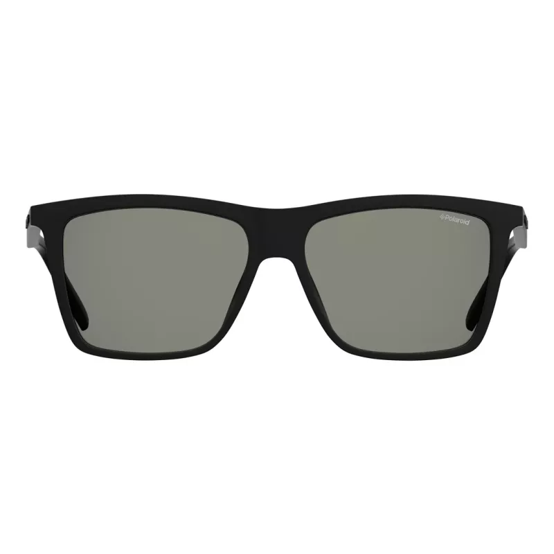 Polaroid PLD2050S807 Męskie polaryzowane okulary przeciwsłoneczne prostokątne - czarne/szare 55mm
