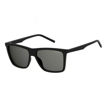 Polaroid PLD2050S807 Męskie polaryzowane okulary przeciwsłoneczne prostokątne - czarne/szare 55mm