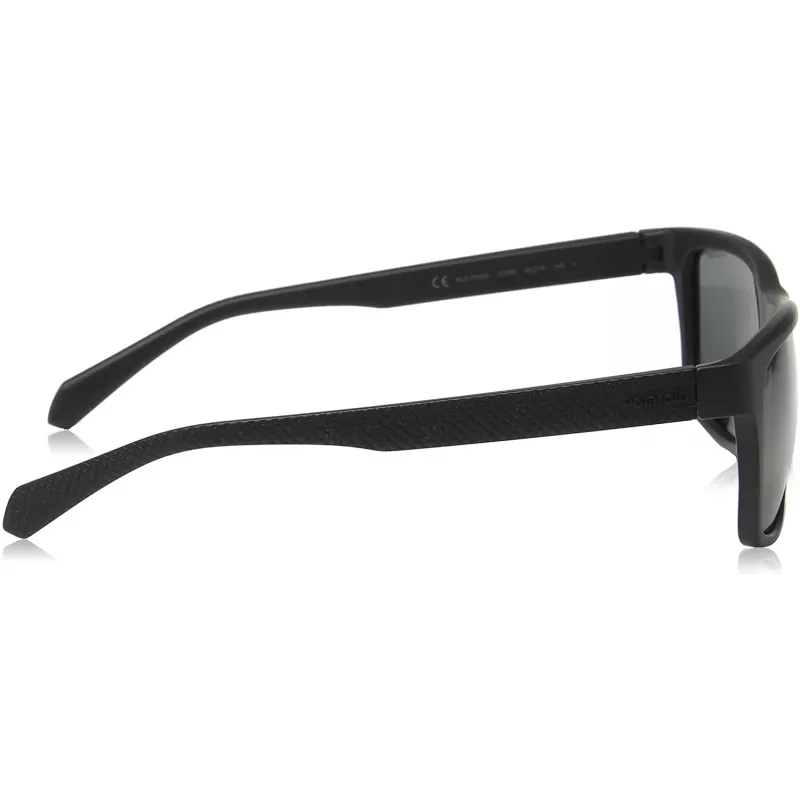POLAROID PLD2058S003M9 Męskie okulary przeciwsłoneczne prostokątne - czarna oprawka, szare soczewki polaryzacyjne, ochrona UV400