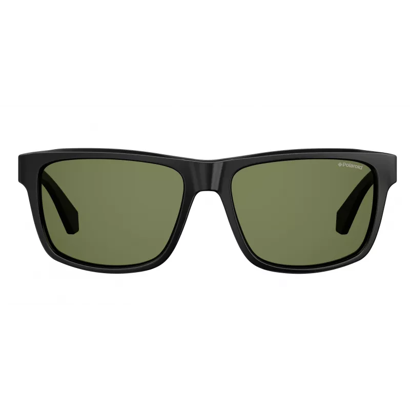 POLAROID PLD2058S003M9 Męskie okulary przeciwsłoneczne prostokątne - czarna oprawka, szare soczewki polaryzacyjne, ochrona UV400