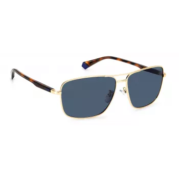 POLAROID PLD2119GSJ5GC Okulary przeciwsłoneczne męskie Aviator - Złota oprawa, zielone soczewki polaryzacyjne