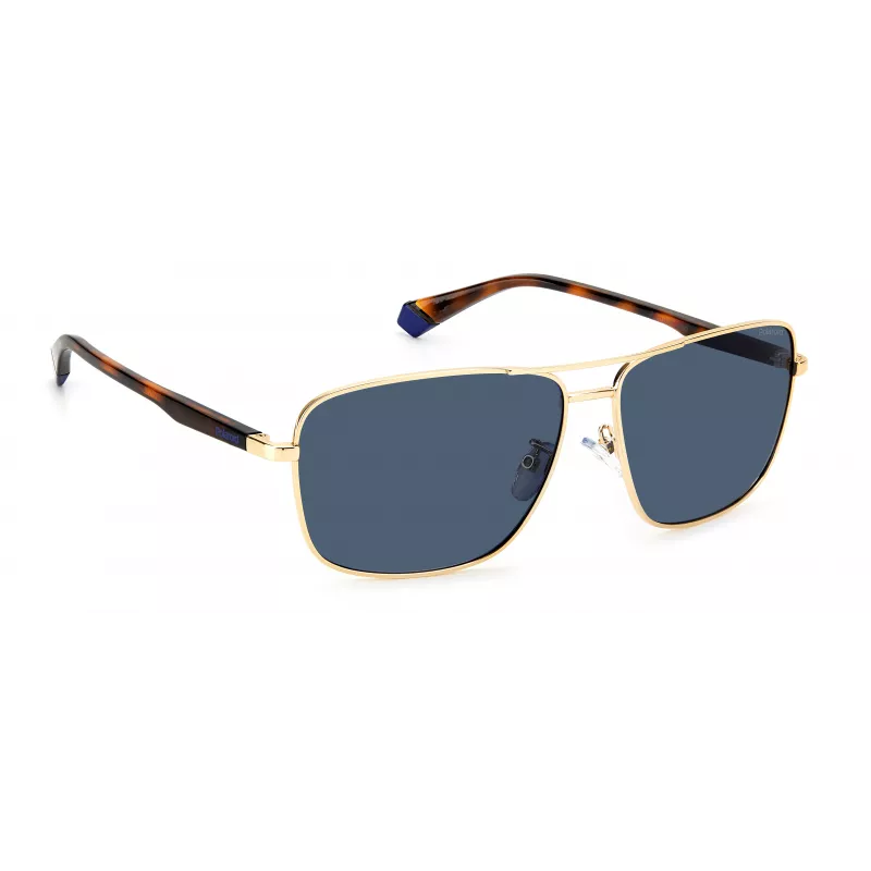 POLAROID PLD2119GSJ5GC Okulary przeciwsłoneczne męskie Aviator - Złota oprawa, zielone soczewki polaryzacyjne