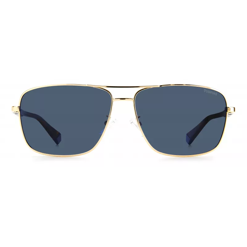 POLAROID PLD2119GSJ5GC Okulary przeciwsłoneczne męskie Aviator - Złota oprawa, zielone soczewki polaryzacyjne