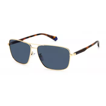POLAROID PLD2119GSJ5GC Okulary przeciwsłoneczne męskie Aviator - Złota oprawa, zielone soczewki polaryzacyjne
