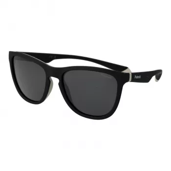 Polaroid PLD2133S08AM9 Unisex Okulary przeciwsłoneczne prostokątne - czarna oprawka, szare soczewki polaryzacyjne 56mm