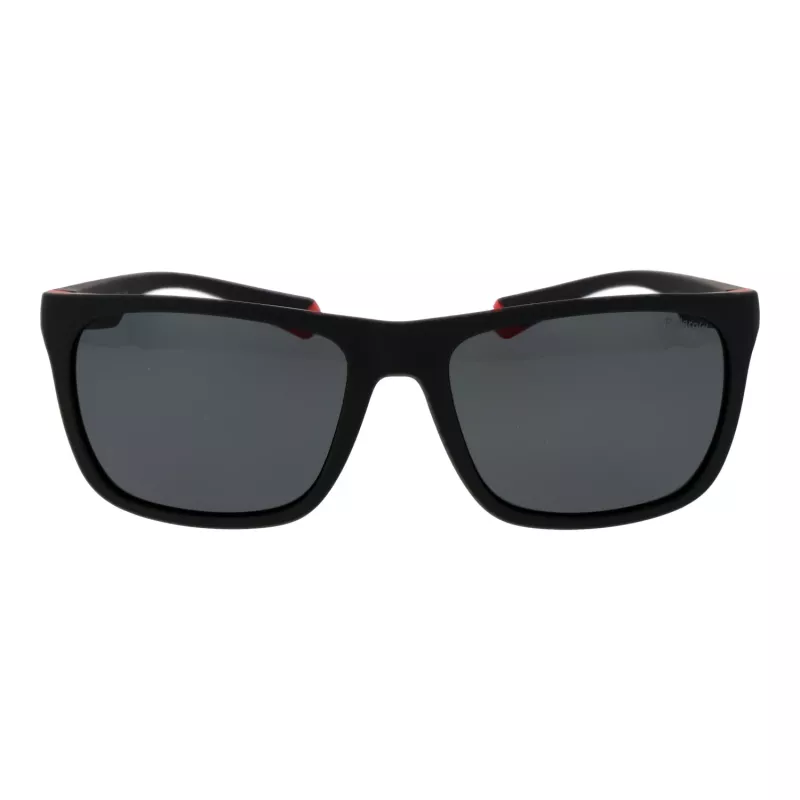 Polaroid PLD2141S56BLX Unisex Rectangular Sunglasses - Blue Lens, Black Frame, Polarized UV400