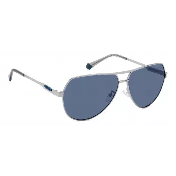 POLAROID PLD2145GSX6LB Męskie okulary przeciwsłoneczne pilot - czarna oprawka, szare soczewki polaryzacyjne, UV400
