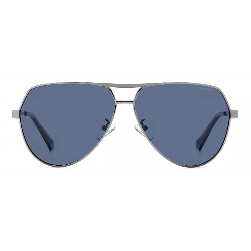 POLAROID PLD2145GSX6LB Męskie okulary przeciwsłoneczne pilot - czarna oprawka, szare soczewki polaryzacyjne, UV400