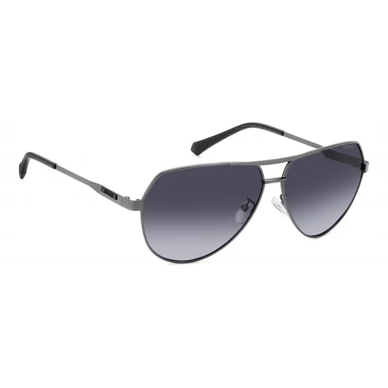 Okulary przeciwsłoneczne POLAROID PLD2145GSXKJ1 dla mężczyzn, czarna kwadratowa oprawka, soczewki polaryzacyjne szare 62mm