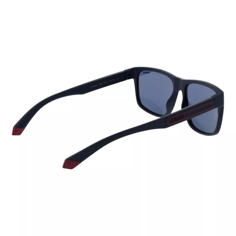 POLAROID PLD2149S57PJP Okulary przeciwsłoneczne męskie prostokątne polaryzacyjne - czarna oprawka szare szkła 57mm