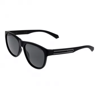 Polaroid PLD2156S56003 Unisex Prostokątne Okulary Przeciwsłoneczne - Czarna Oprawka, Szare Polaryzowane Soczewki TAC, Ochrona UV400