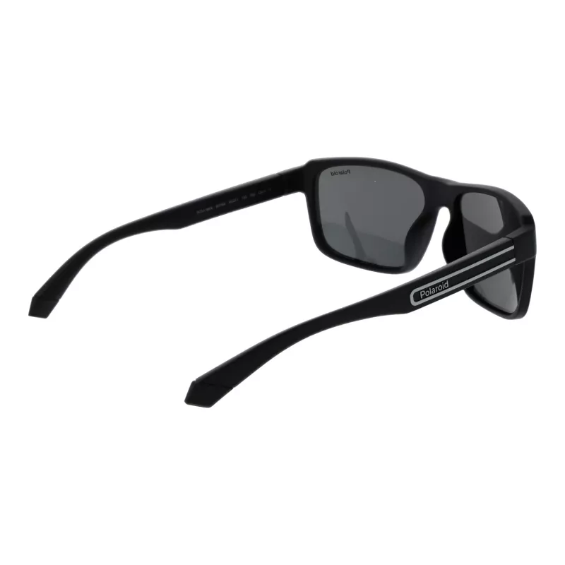 POLAROID PLD2158S58807 Męskie okulary przeciwsłoneczne z polaryzacją, prostokątne, czarna oprawka, szare szkła, 58mm