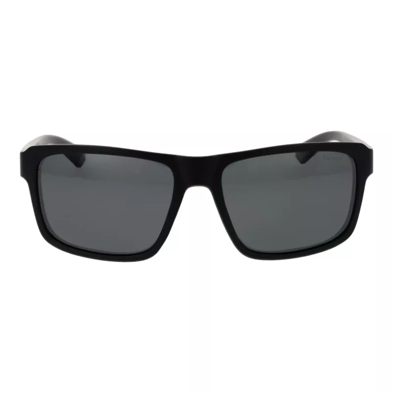 POLAROID PLD2158S58807 Męskie okulary przeciwsłoneczne z polaryzacją, prostokątne, czarna oprawka, szare szkła, 58mm