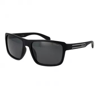 POLAROID PLD2158S58807 Męskie okulary przeciwsłoneczne z polaryzacją, prostokątne, czarna oprawka, szare szkła, 58mm