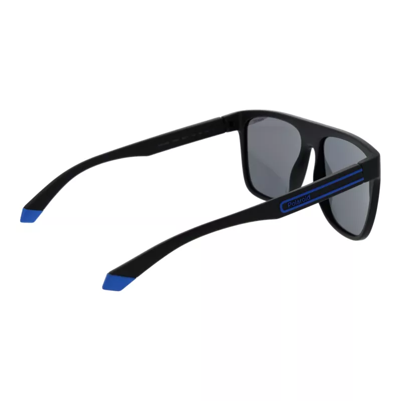 POLAROID PLD2162S580VK Męskie okulary przeciwsłoneczne prostokątne - czarna oprawka, szare soczewki polaryzacyjne, 58 mm