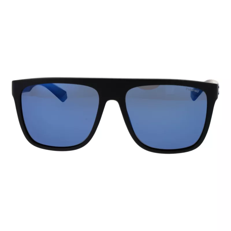 POLAROID PLD2162S580VK Męskie okulary przeciwsłoneczne prostokątne - czarna oprawka, szare soczewki polaryzacyjne, 58 mm