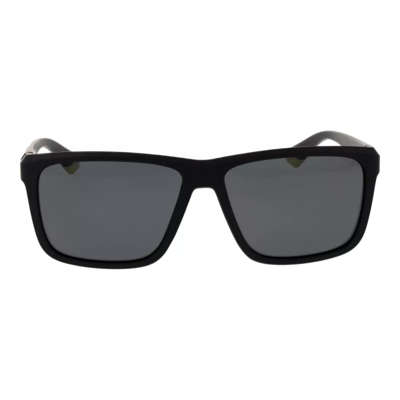 POLAROID PLD2164S58003 Męskie prostokątne okulary przeciwsłoneczne z polaryzacją - czarne/szare 58mm