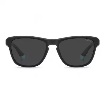 POLAROID PLD2168S003 Męskie okulary przeciwsłoneczne prostokątne - matowa czarna oprawka, szare soczewki polaryzacyjne, 54 mm