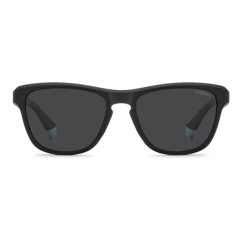 POLAROID PLD2168S003 Męskie okulary przeciwsłoneczne prostokątne - matowa czarna oprawka, szare soczewki polaryzacyjne, 54 mm